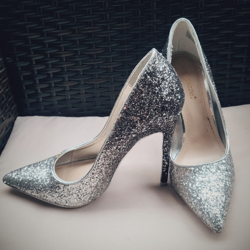 Ombre Silver Glitter Stilettos